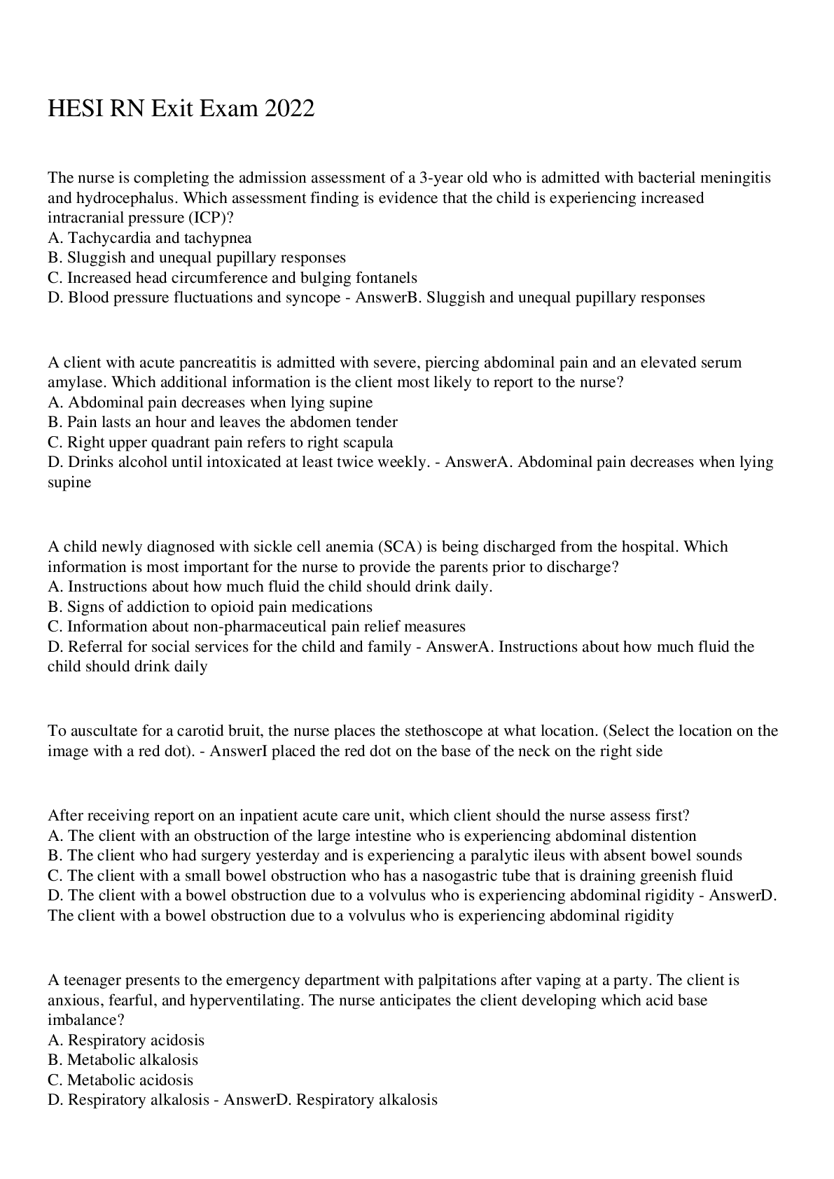 Preview image for HESI RN Exit Exam 2022